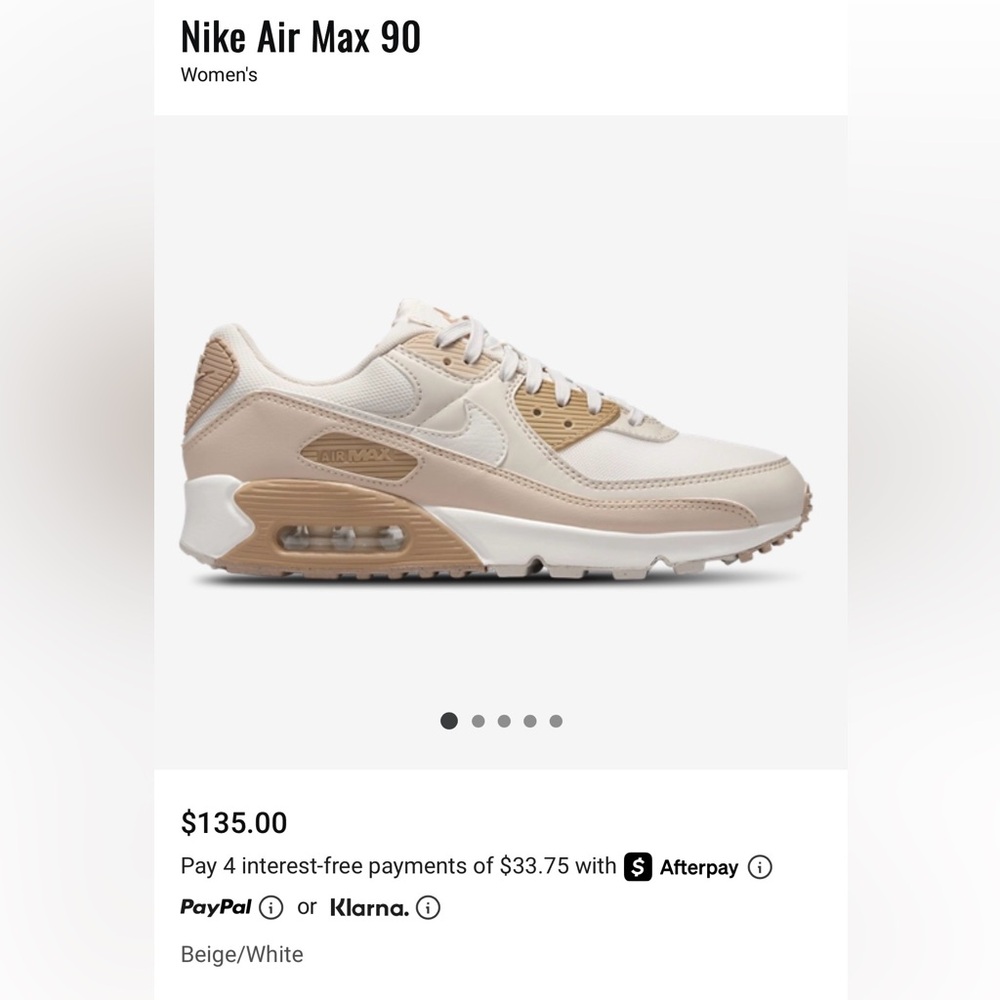 Nike AirMax 90 Women's Sneakers in White and beige Tan sz 7 - Picture 2 of 9